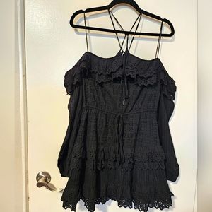 Black Eyelet Mini Dress